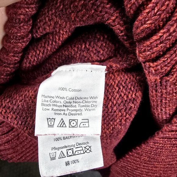 Eddie‎ Bauer Men M Red Burgundy Heather Pullover Sweater Quarter Zip Leather Zip - Picture 7 of 12